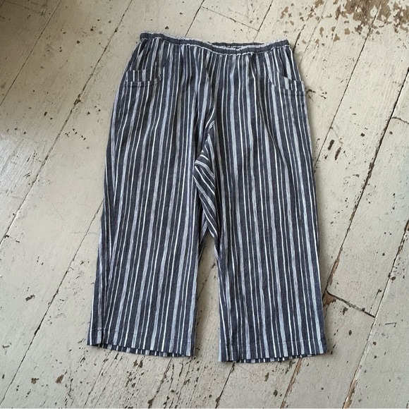 Chico's Cotton Stripe Capri Pants - Picture 1 of 8
